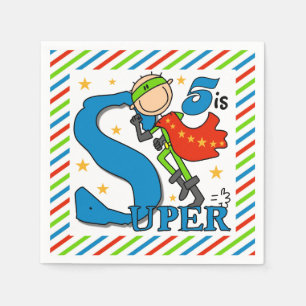Super Hero Boy 5th Birthday Paper Napkins Servet