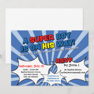 Super Hero Boy Baby shower Invitation Kaart