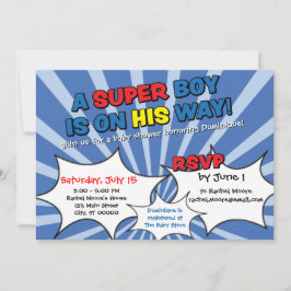 Super Hero Boy Baby shower Kaart