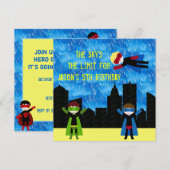 Super Hero Boys Bithday Party Kaart (Voorkant / Achterkant)