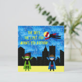 Super Hero Boys Bithday Party Kaart (Staand voorkant)