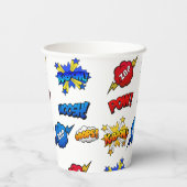 Super Hero Cartoon Caption Emotes and Actions Papieren Bekers (Achterkant)