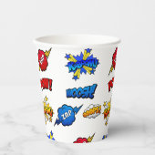 Super Hero Cartoon Caption Emotes and Actions Papieren Bekers (Voorkant)