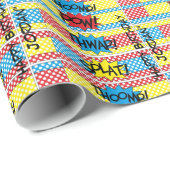 Super Hero Cartoon Words Gift Wrapping paper Cadeaupapier (Rol Hoek)