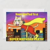 Super Hero Cat Party uitnodiging (Voorkant)