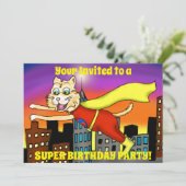 Super Hero Cat Party uitnodiging (Staand voorkant)