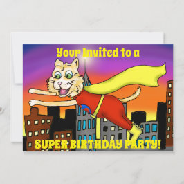 Super Hero Cat Party uitnodiging