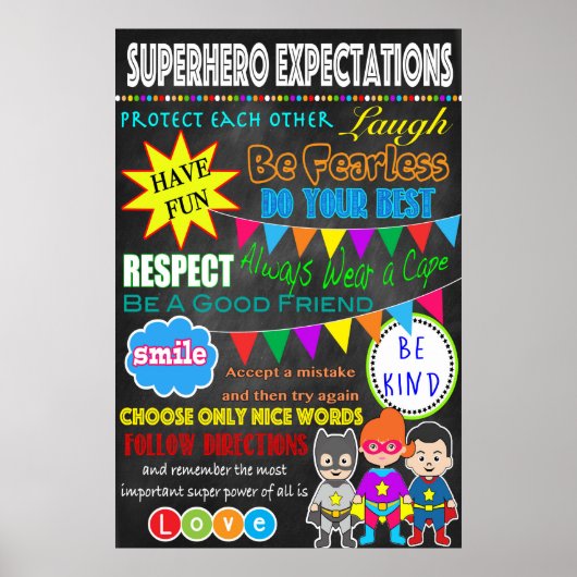 Super Hero Classroom Sign. Poster (Voorkant)