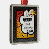 Super Hero Comic Book Adoption, Family Gift Metalen Ornament (Rechts)