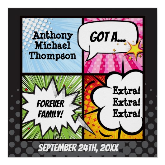 Super Hero Comic Book Adoption, Family Gift Perfect Poster (Voorkant)