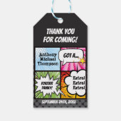 Super Hero Comic Book Adoption, Feestgunst Cadeaulabel (Achterkant)