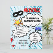 Super Hero Comic Book Adoption Party Kaart (Staand voorkant)