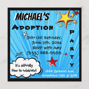 Super Hero Comic Book Adoption Party Kaart