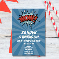 Super Hero Comic Boy Verjaardagsfeestuitnodiging
