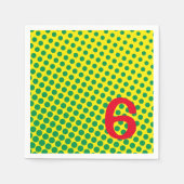 Super Hero Comics Kleurrijke Groene Gele Stippen A Servet (Voorkant)