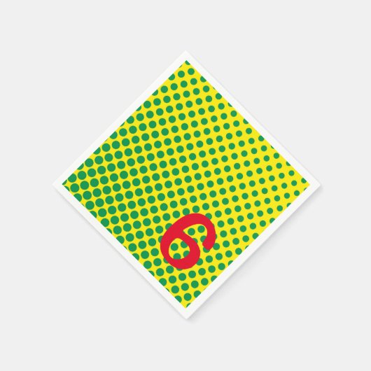 Super Hero Comics Kleurrijke Groene Gele Stippen A Servet (Hoek)