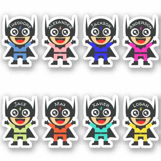 Super Hero Custom Meerdere Naam Stickers (Voorkant)