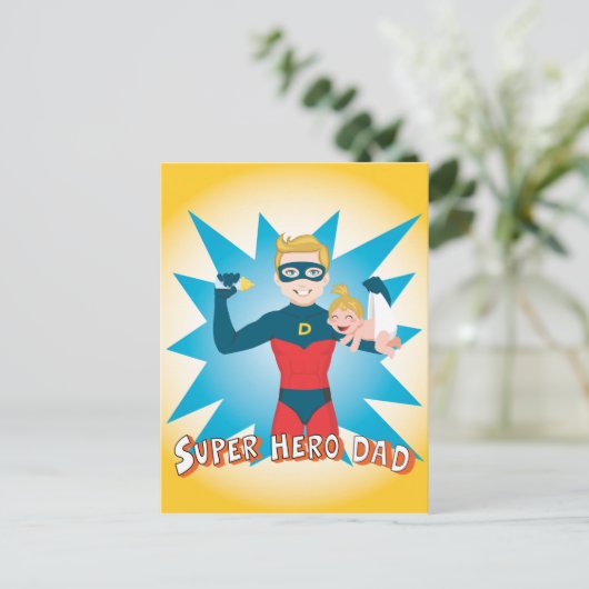 Super Hero Dad Briefkaart (Staand voorkant)