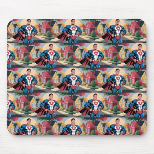 Super Hero Dad in een buitenwijk Muismat (Voorkant)