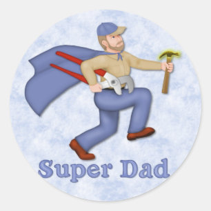 Super Hero Dad Ronde Sticker