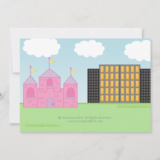 Super Hero en Princess Twins Joint Birthday Party Kaart (Achterkant)