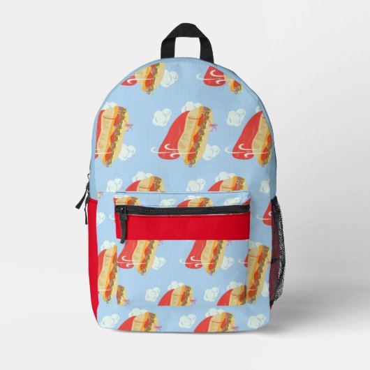 Super Hero Flying Caped Sandwich Fun Bedrukte Rugzak (Voorkant)