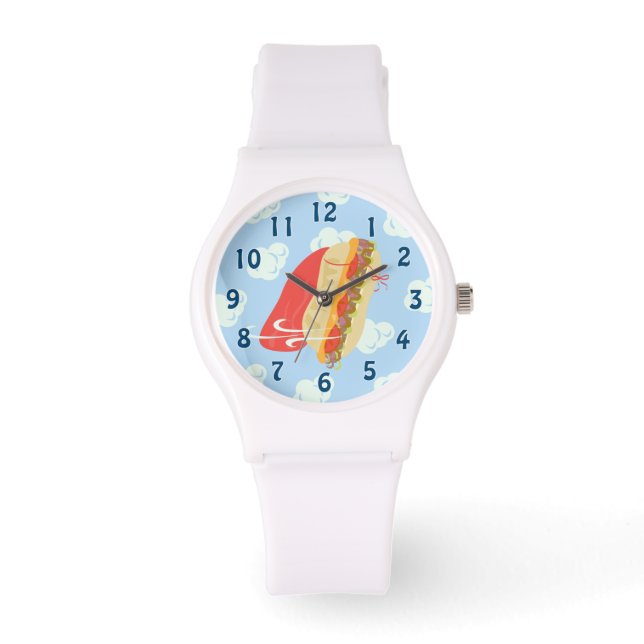 Super Hero Flying Caped Sandwich Fun Horloge (Voorkant)