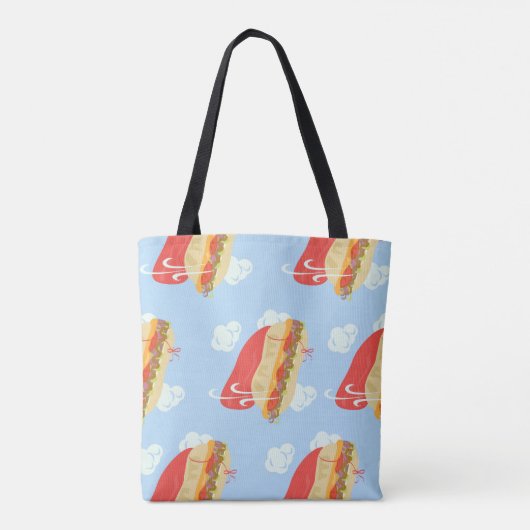 Super Hero Flying Caped Sandwich Fun Tote Bag (Achterkant)