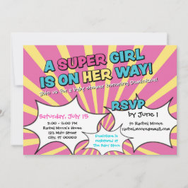 Super Hero Girl Baby shower Kaart