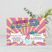 Super Hero Girl Baby shower Kaart (Staand voorkant)