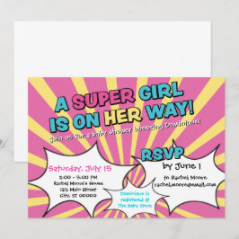 Super Hero Girl Baby shower Kaart
