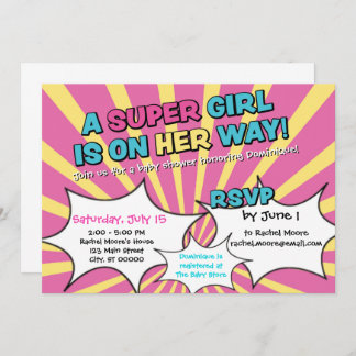 Super Hero Girl Baby shower Kaart