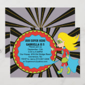 Super Hero Girls Birthday Uitnodiging (Voorkant / Achterkant)