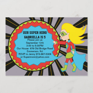 Super Hero Girls Birthday Uitnodiging