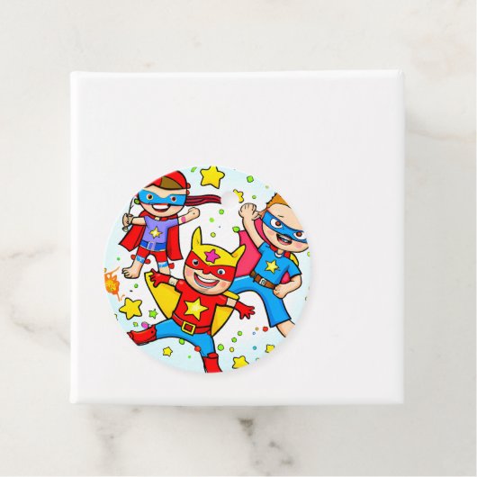 Super Hero Kinder Thema Birthday Party Gift Label (In situ)