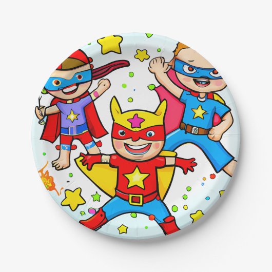Super Hero Kinder Thmed Birthday Party Paper Bord (Voorkant)