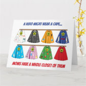 Super Hero Mam Veel capes Humoureus Kaart (Gele Bloem)