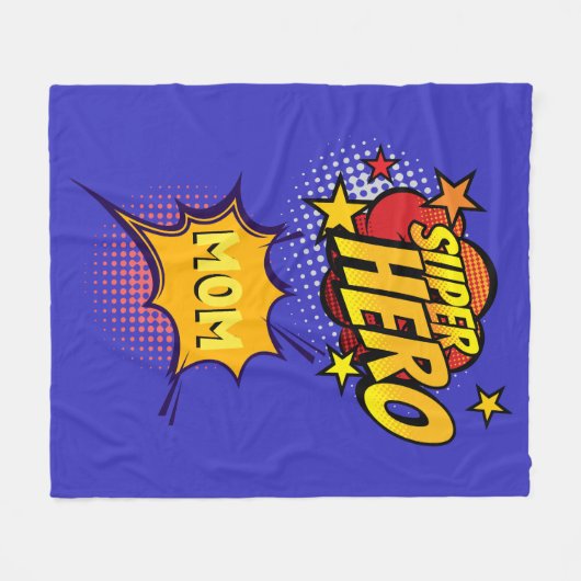 Super Hero Moeder Comic Book Stijl Fleece Deken (Voorkant (Horizontaal))
