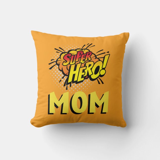 Super Hero Moeder Comic Book Stijl Kussen (Voorkant)