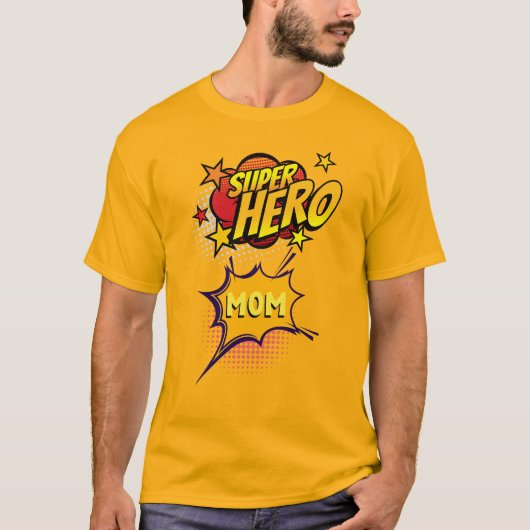 Super Hero Moeder Comic Book Stijl T-shirt (Voorkant)