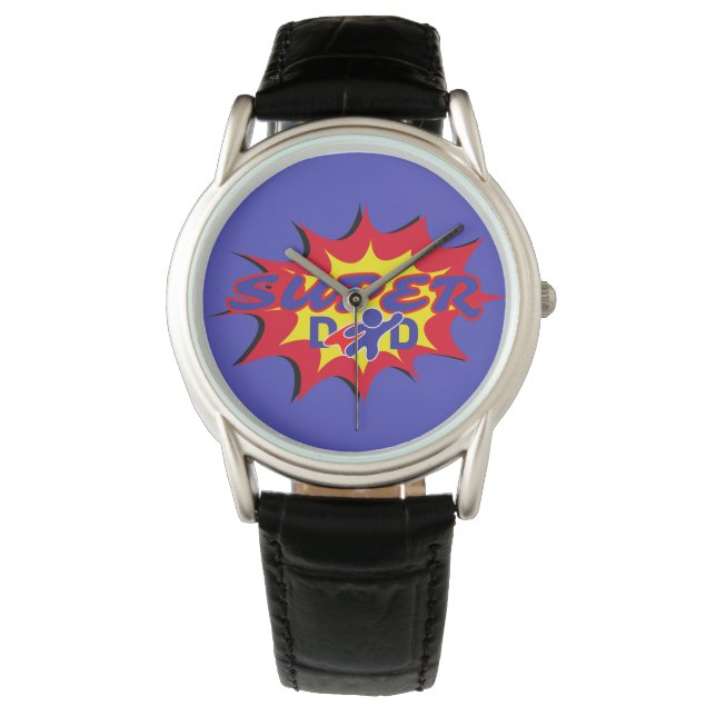 Super Hero Papa Stripboek Vaderdag Horloge (Voorkant)