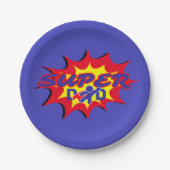 Super Hero Papa Stripboek Vaderdag Papieren Bordje (Voorkant)