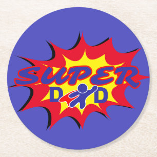 Super Hero Papa Stripboek Vaderdag Ronde Kartonnen Onderzetter