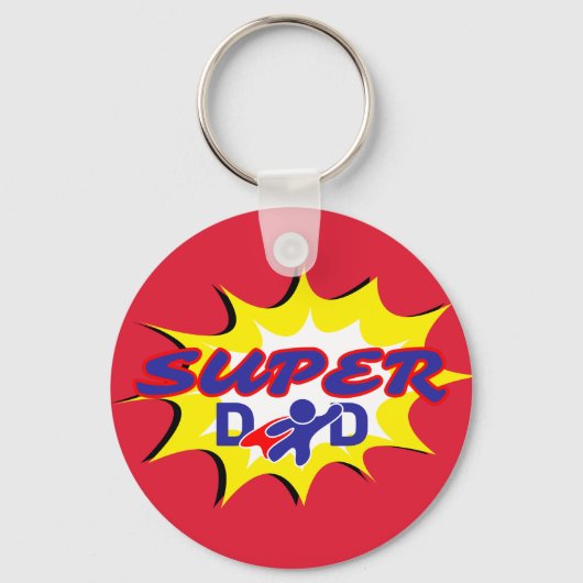 Super Hero Papa Stripboek Vaderdag Sleutelhanger (Voorkant)