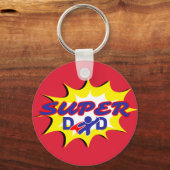 Super Hero Papa Stripboek Vaderdag Sleutelhanger (Voorkant)