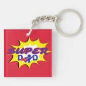 Super Hero Papa Stripboek Vaderdag Sleutelhanger (Achterkant)