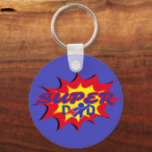 Super Hero Papa Stripboek Vaderdag Sleutelhanger (Voorkant)