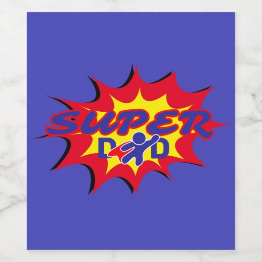 Super Hero Papa Stripboek Vaderdag Wijn Etiket (Enkel label)