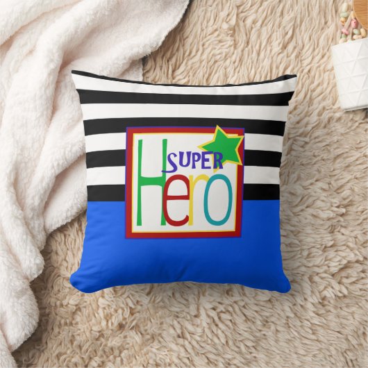 Super Hero Pillow | Blauw, zwart, rood, groen Kussen (Deken)