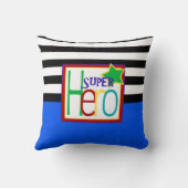 Super Hero Pillow | Blauw, zwart, rood, groen Kussen (Achterkant)